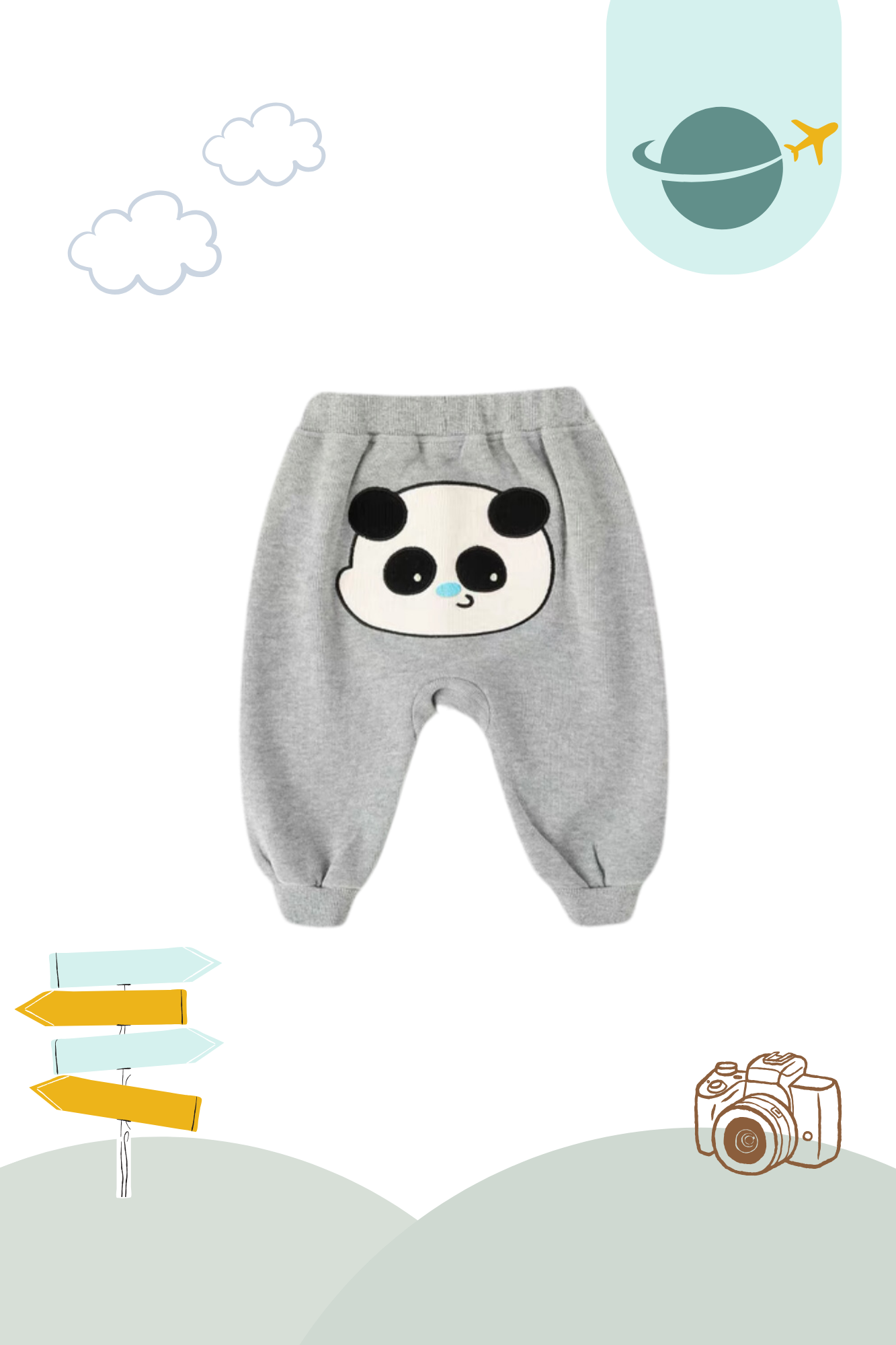Holiday Traveller Bum Pants Grey Panda