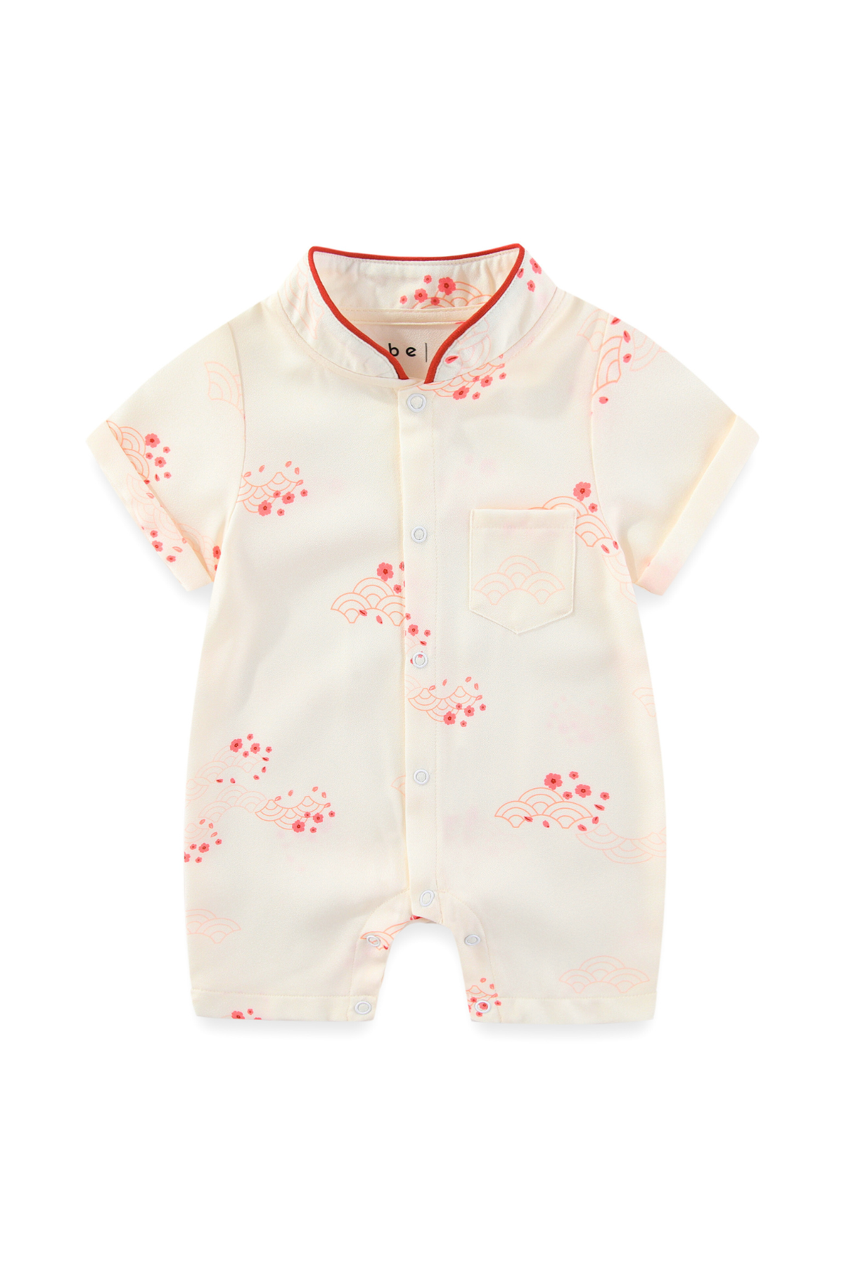 Serpent Blooms Baby Boy Lined Mandarin Collar Shirt Playsuit