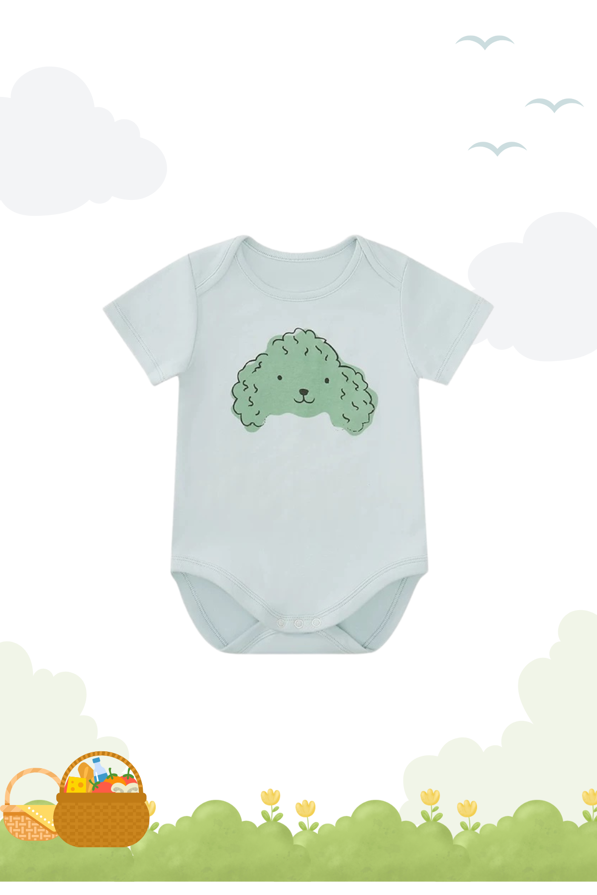 Summer Puppy Poodle Bodysuit Soft Blue