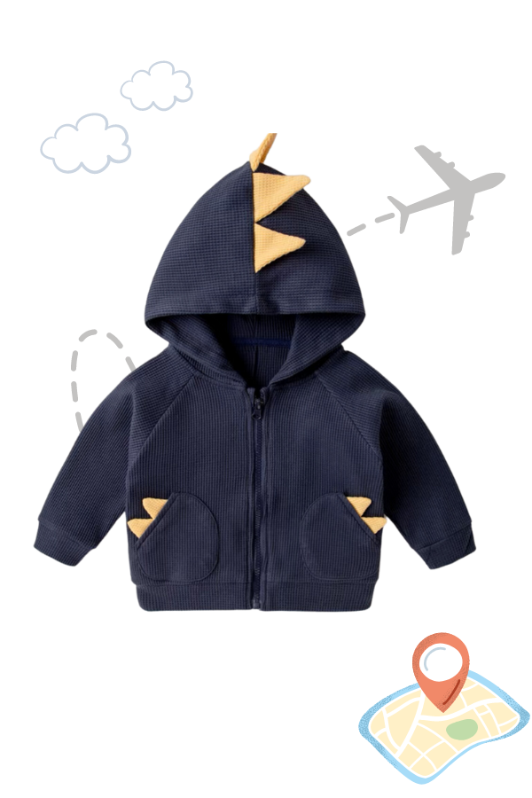 Hooded Zippy Jacket Dino Navy Blue