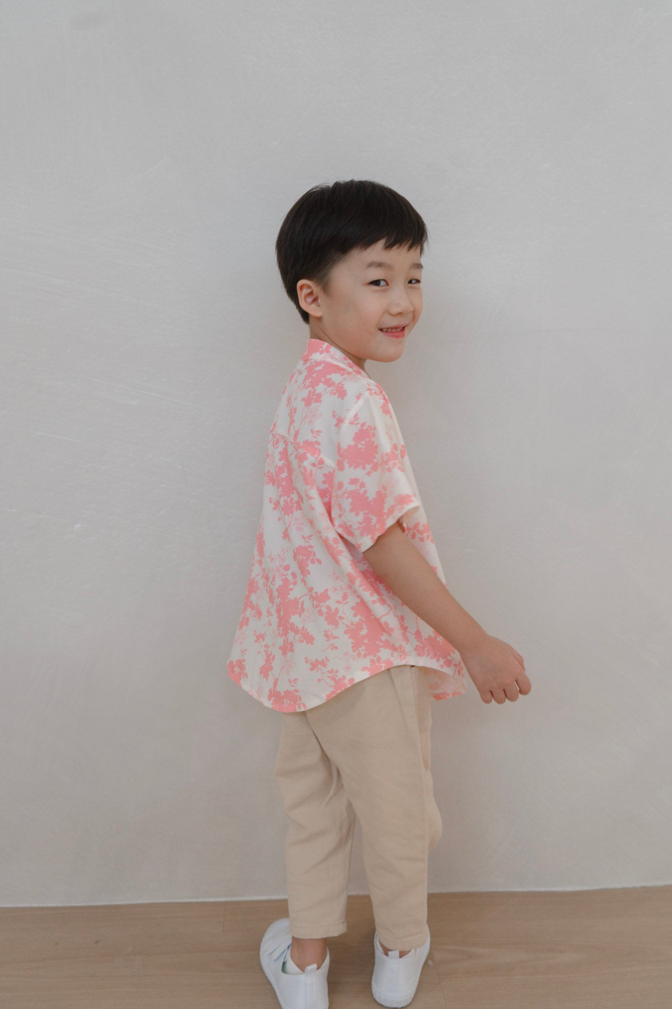 Flourishing Joy Boy Relaxed Hem Mandarin Collar Shirt Set