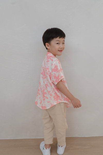 Flourishing Joy Boy Relaxed Hem Mandarin Collar Shirt Set