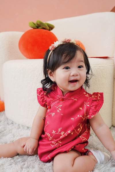 Golden Vines Baby Girl Ruffled Sleeves Playsuit