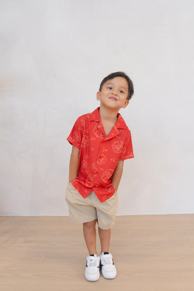 Galloping Peony Boy Relaxed Collar Shirt Set
