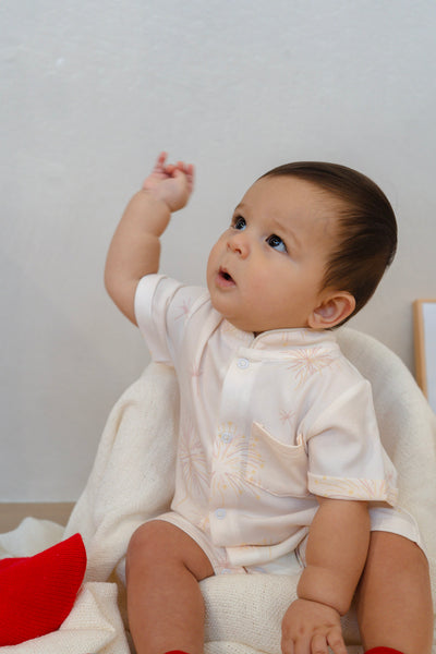 Golden Dawn Baby Mandarin Collar Shirt Playsuit
