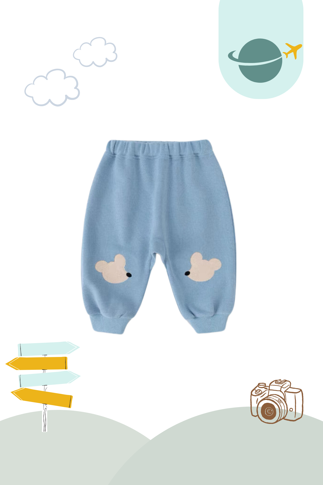 Holiday Traveller Bum Pants Skyblue Mouse