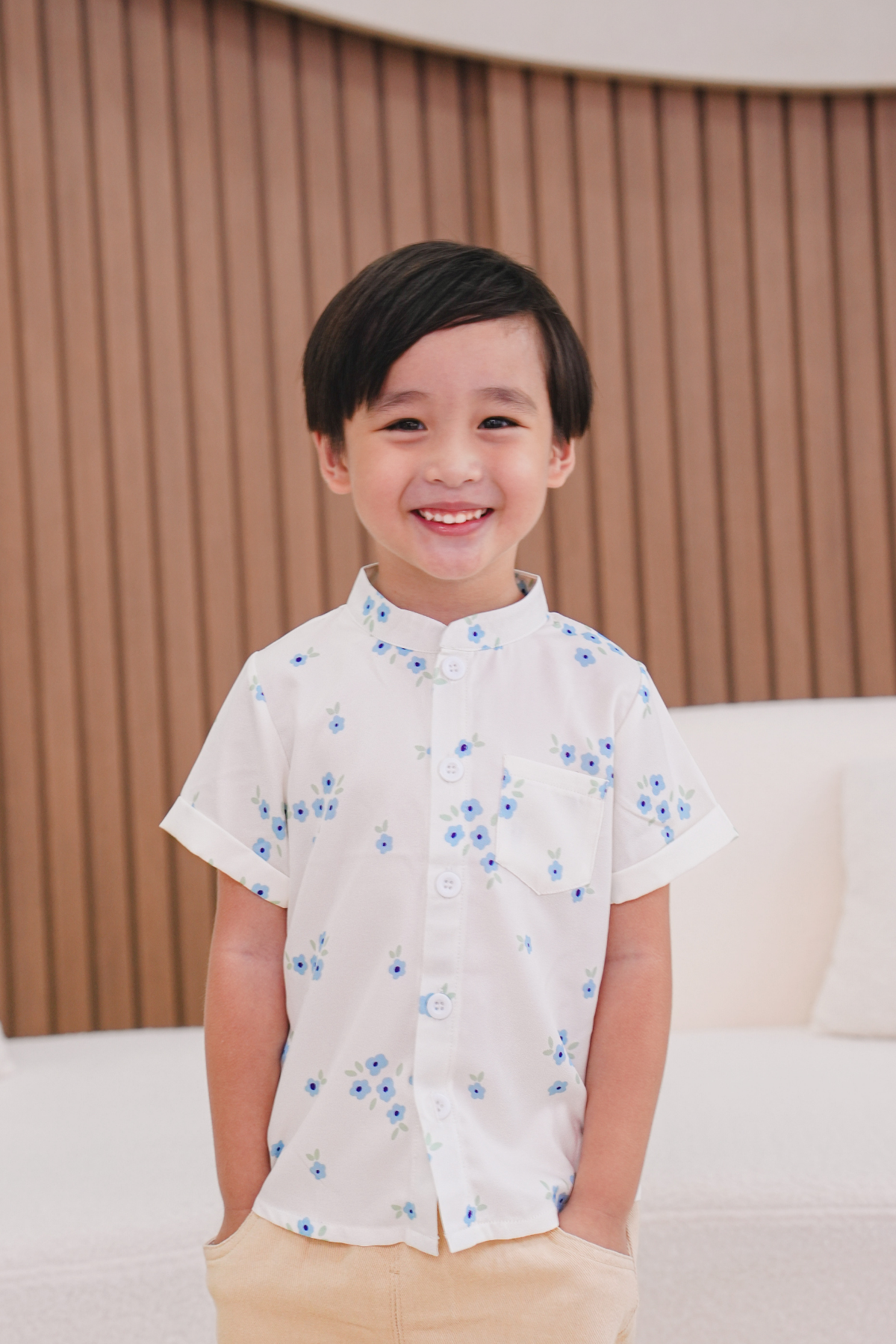 Spring Harmony Boy Mandarin Collar Shirt