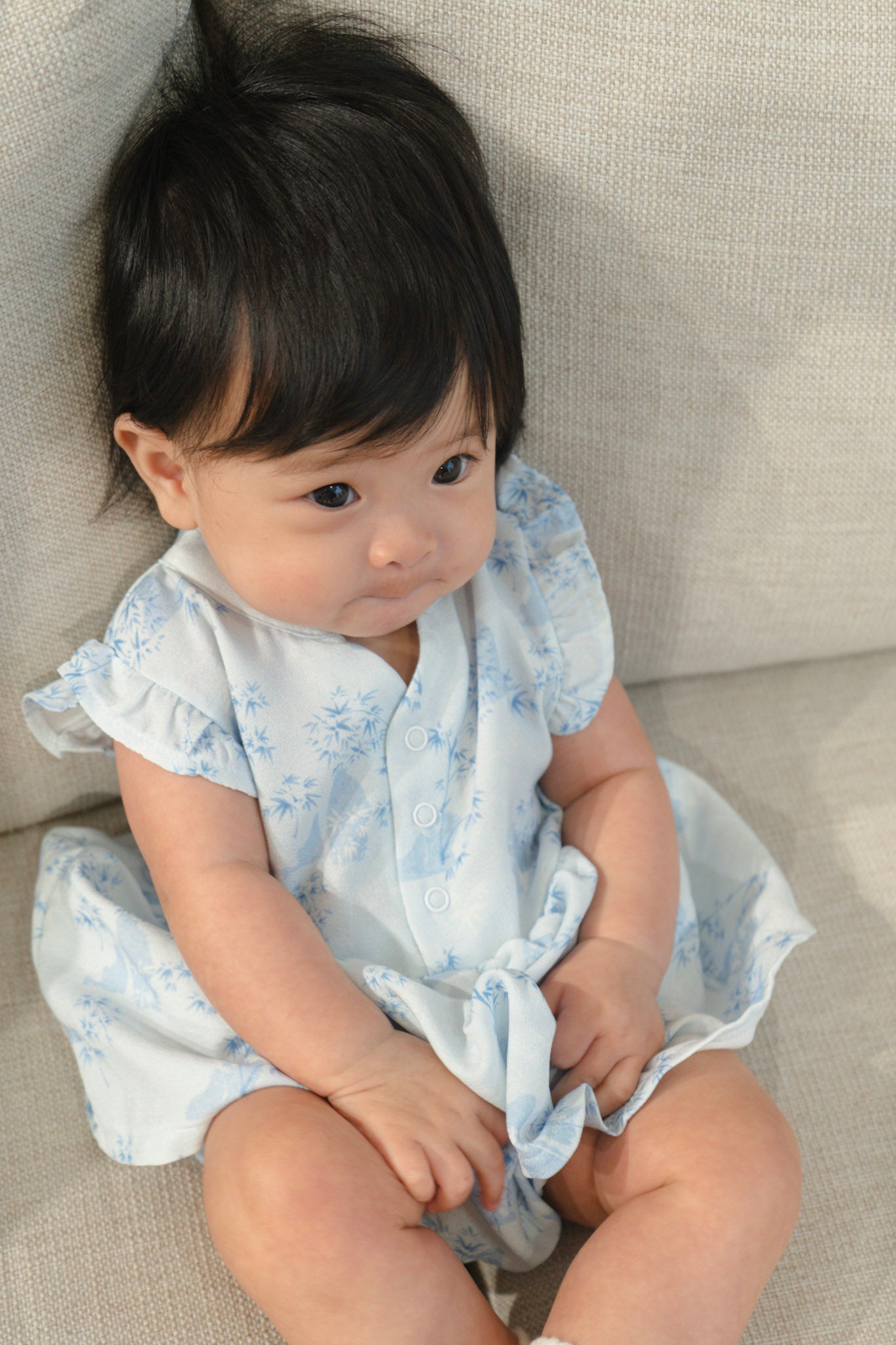 Gentle Harmony Baby Girl Ruffled Sleeves Dress Playsuit