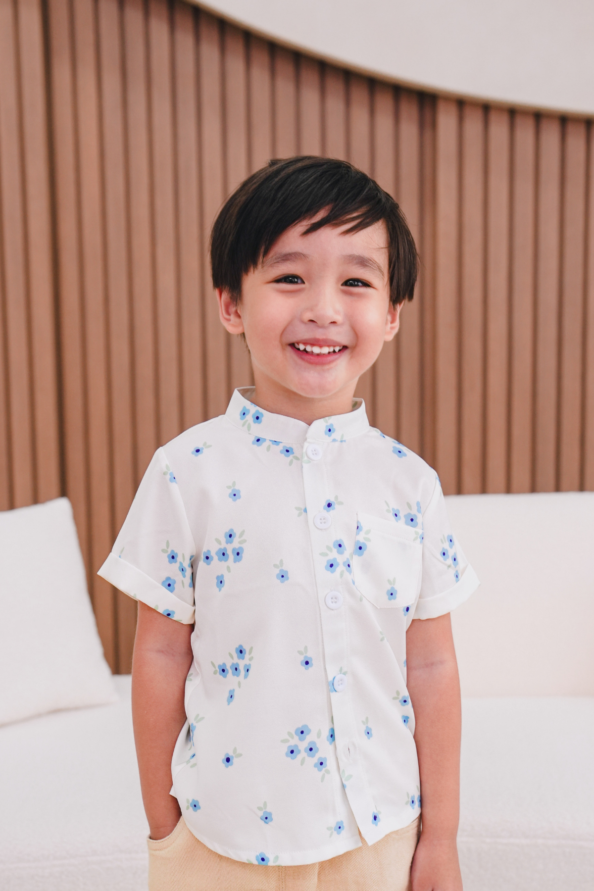 Spring Harmony Boy Mandarin Collar Shirt