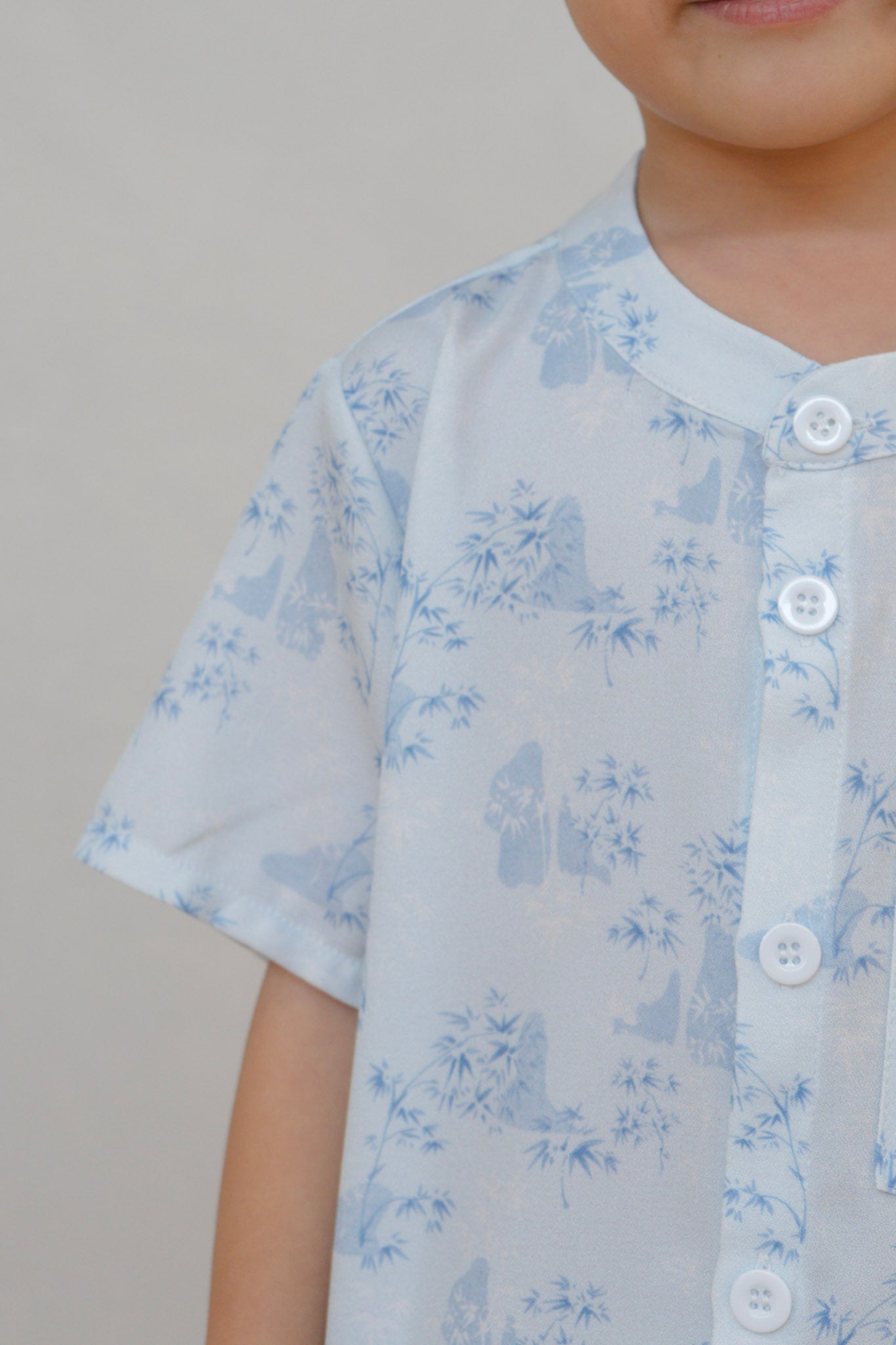 Gentle Harmony Boy Relaxed Hem Mandarin Collar Shirt Set