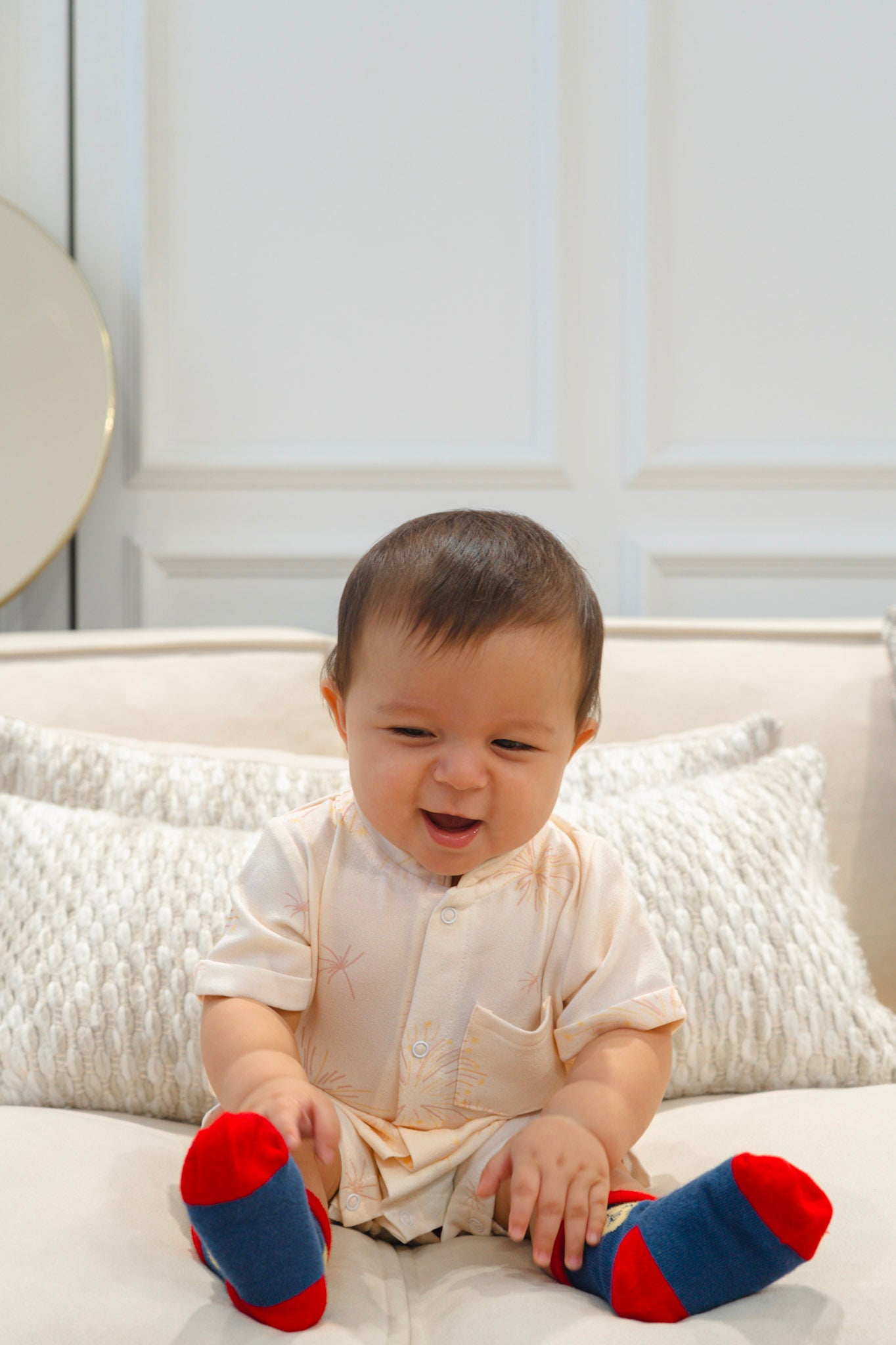Golden Dawn Baby Mandarin Collar Shirt Playsuit