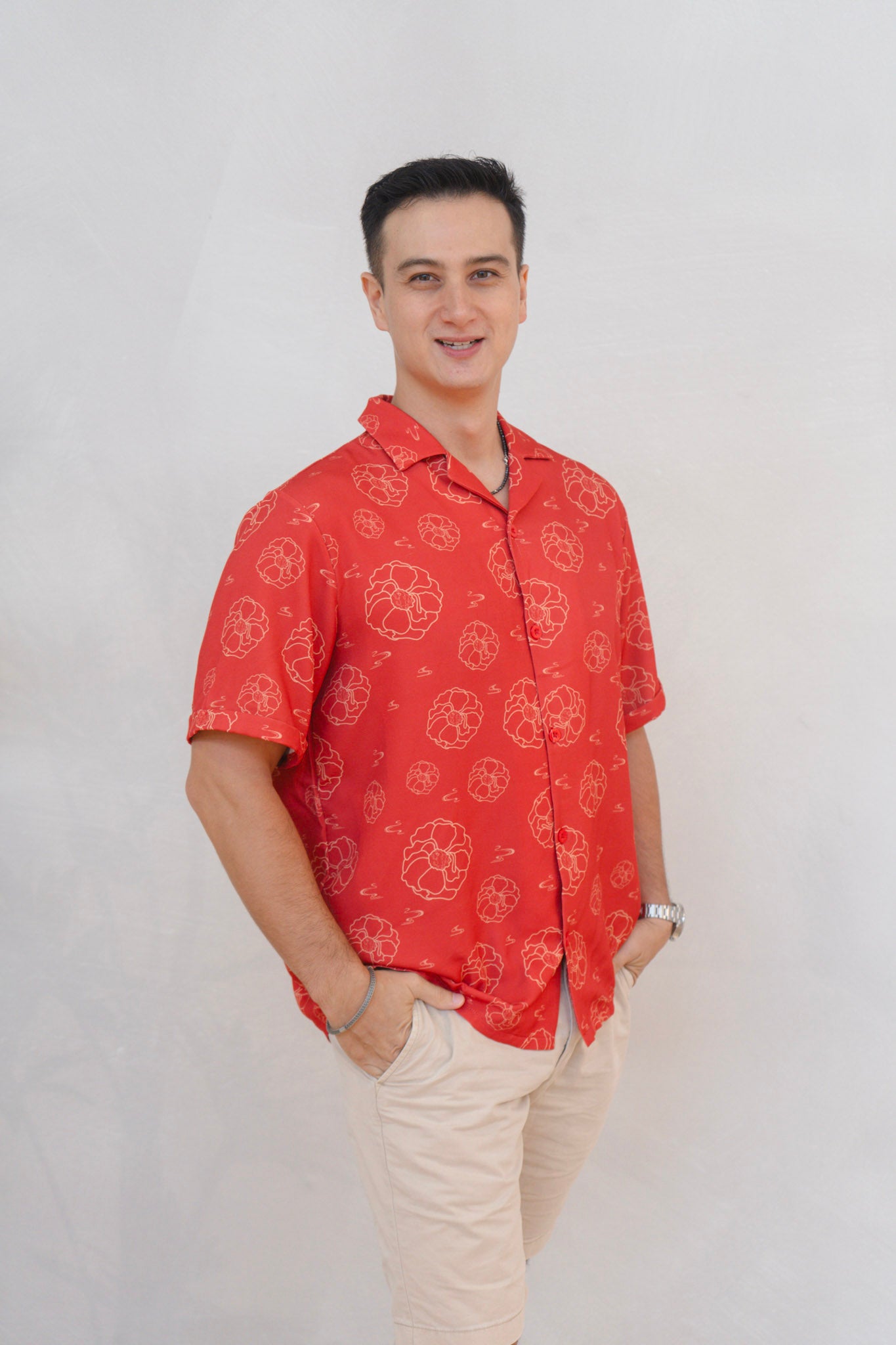 Galloping Peony Mens Relaxed Collar Shirt