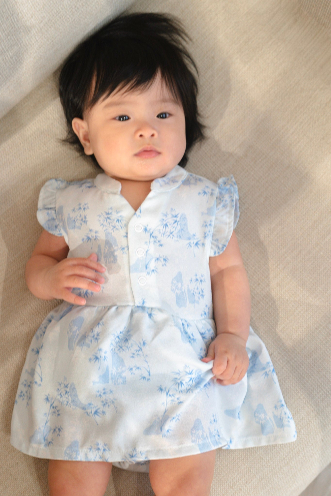 Gentle Harmony Baby Girl Ruffled Sleeves Dress Playsuit