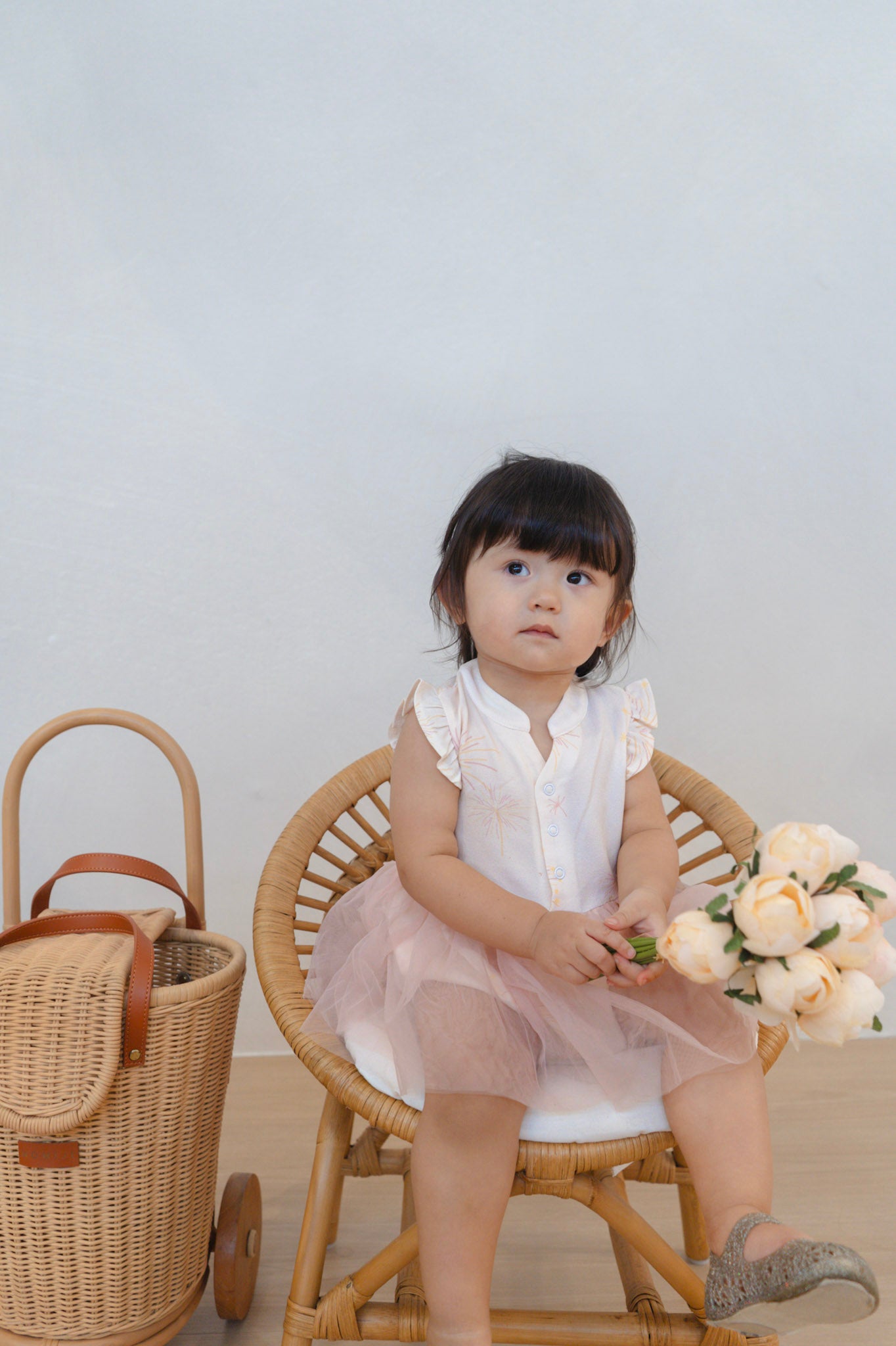 Golden Dawn Baby Girl Ruffled Sleeves Tulle Playsuit