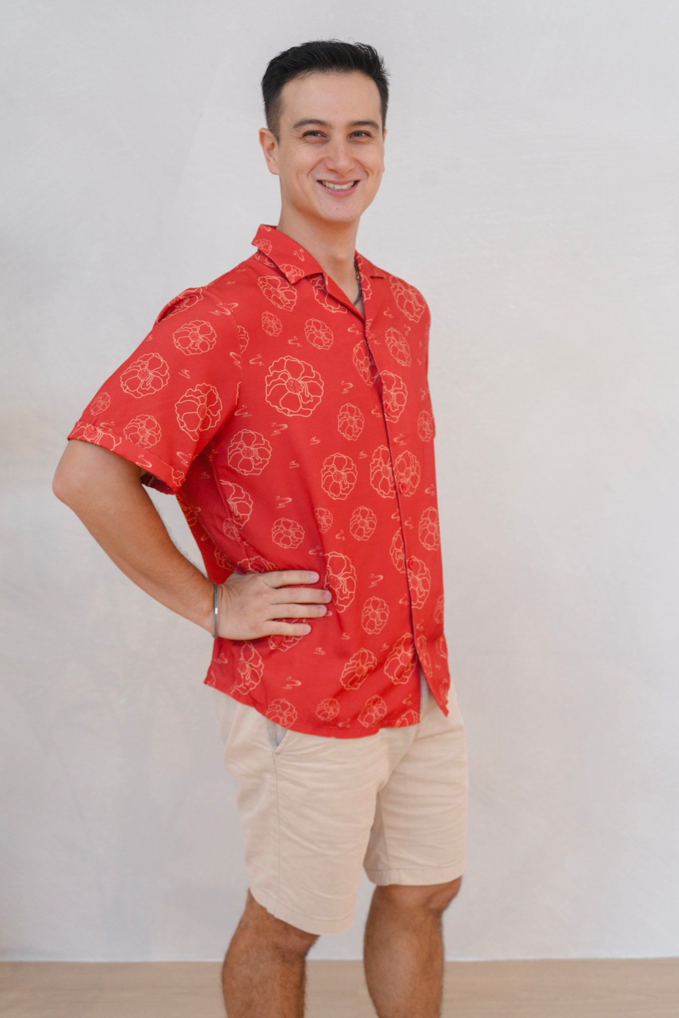 Galloping Peony Mens Relaxed Collar Shirt