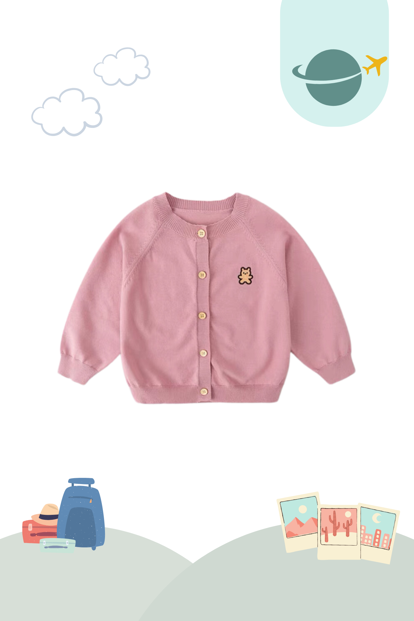 Cutie Bear Knit Cardigan Sweet Pink