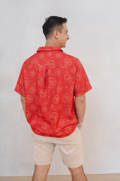 Galloping Peony Mens Relaxed Collar Shirt