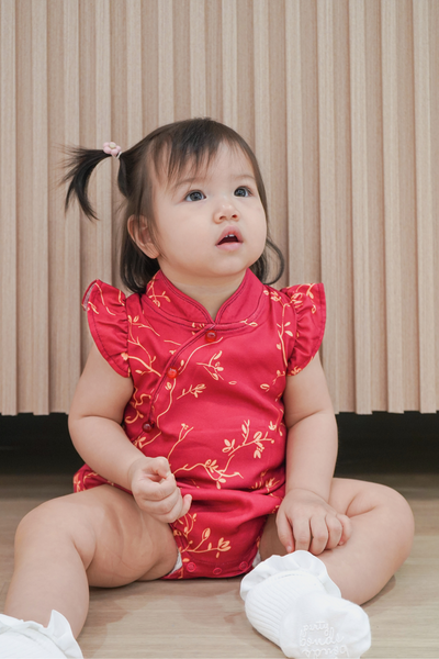 Golden Vines Baby Girl Ruffled Sleeves Playsuit