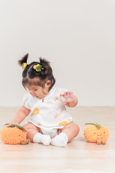 Prosperity Oranges Baby Girl Mandarin Collar Ruffled Romper