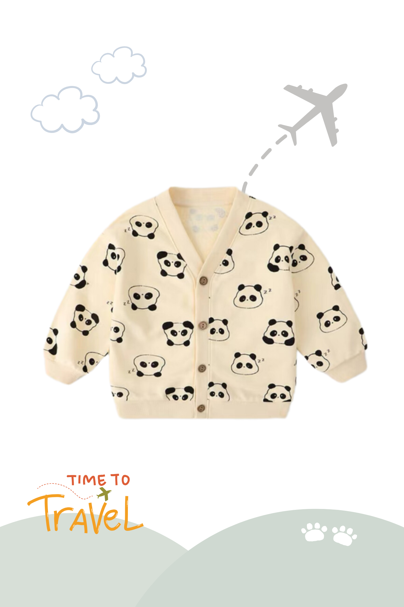Panda Knit Cardigan Cream