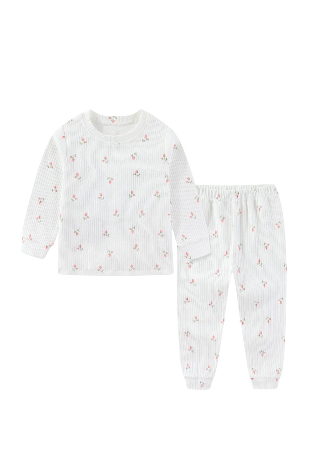 Organic Rib Cotton Kids Pajamas Ditsy