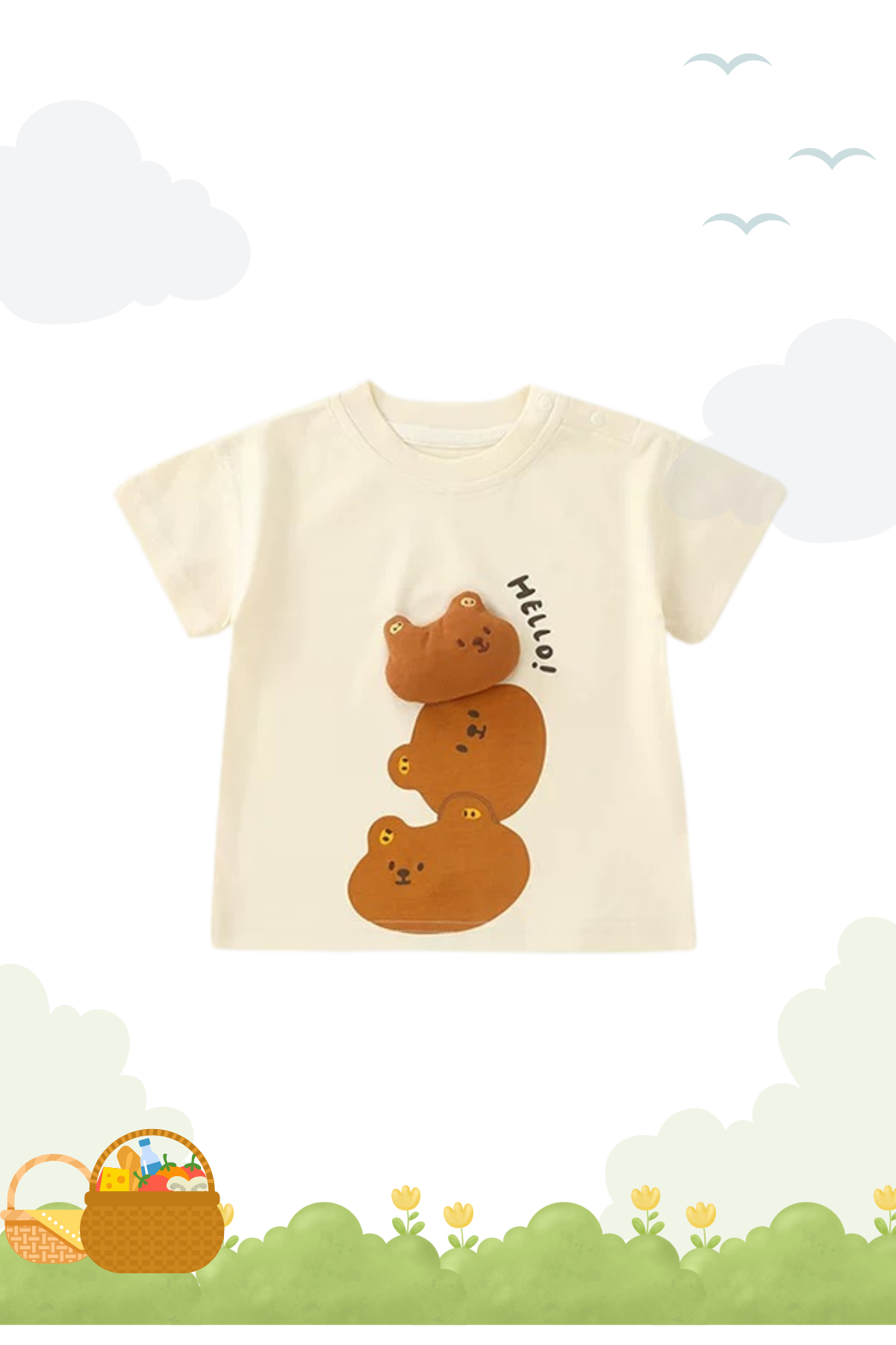 Summer Hello Bear Cream Tee