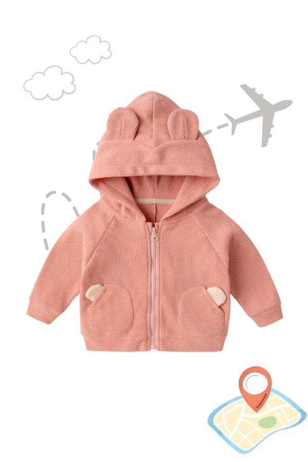 Hooded Zippy Jacket Bear Pink