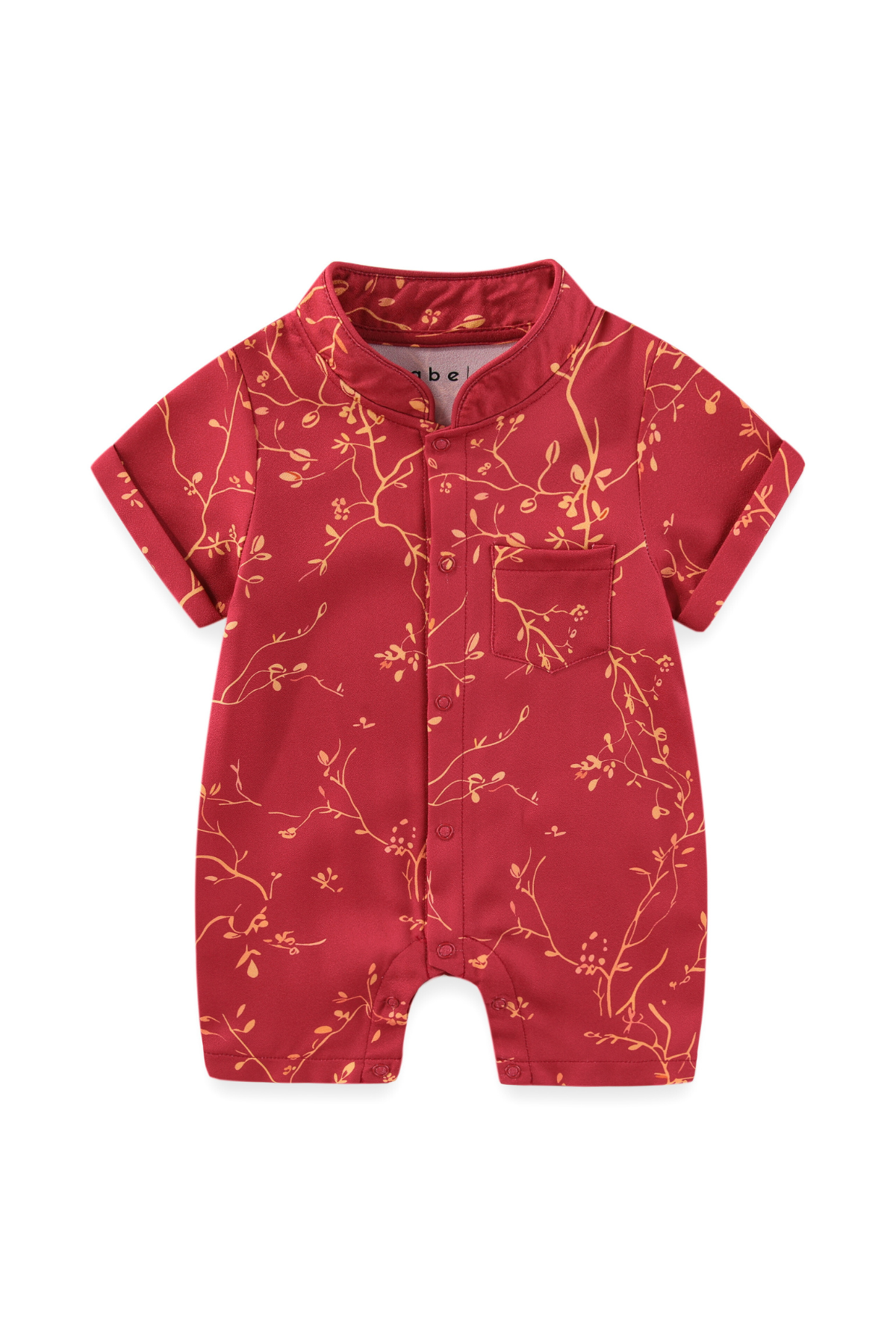 Golden Vines Baby Lined Mandarin Collar Shirt Playsuit