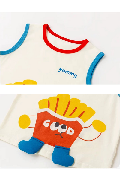Summer Fries Sleeveless Tank Top Set Blue (backorder - shipped by 30mar)