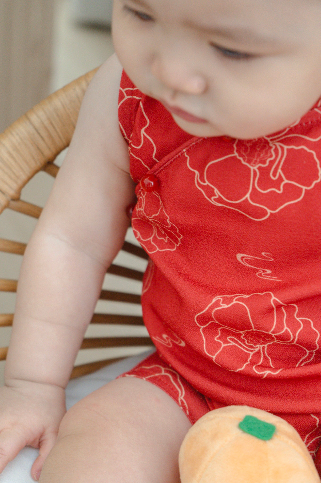 Galloping Peony Baby Boy Classic Mandarin Baby Cheongsam Playsuit