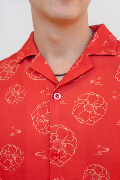Galloping Peony Mens Relaxed Collar Shirt