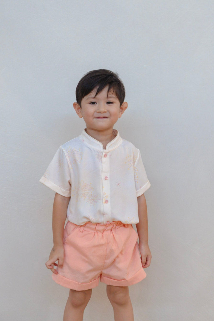 Golden Dawn Boy Lined Mandarin Collar Shirt Set