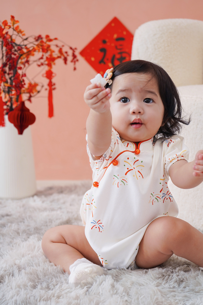 Lunar Lights Baby Girl Puff Sleeves Playsuit