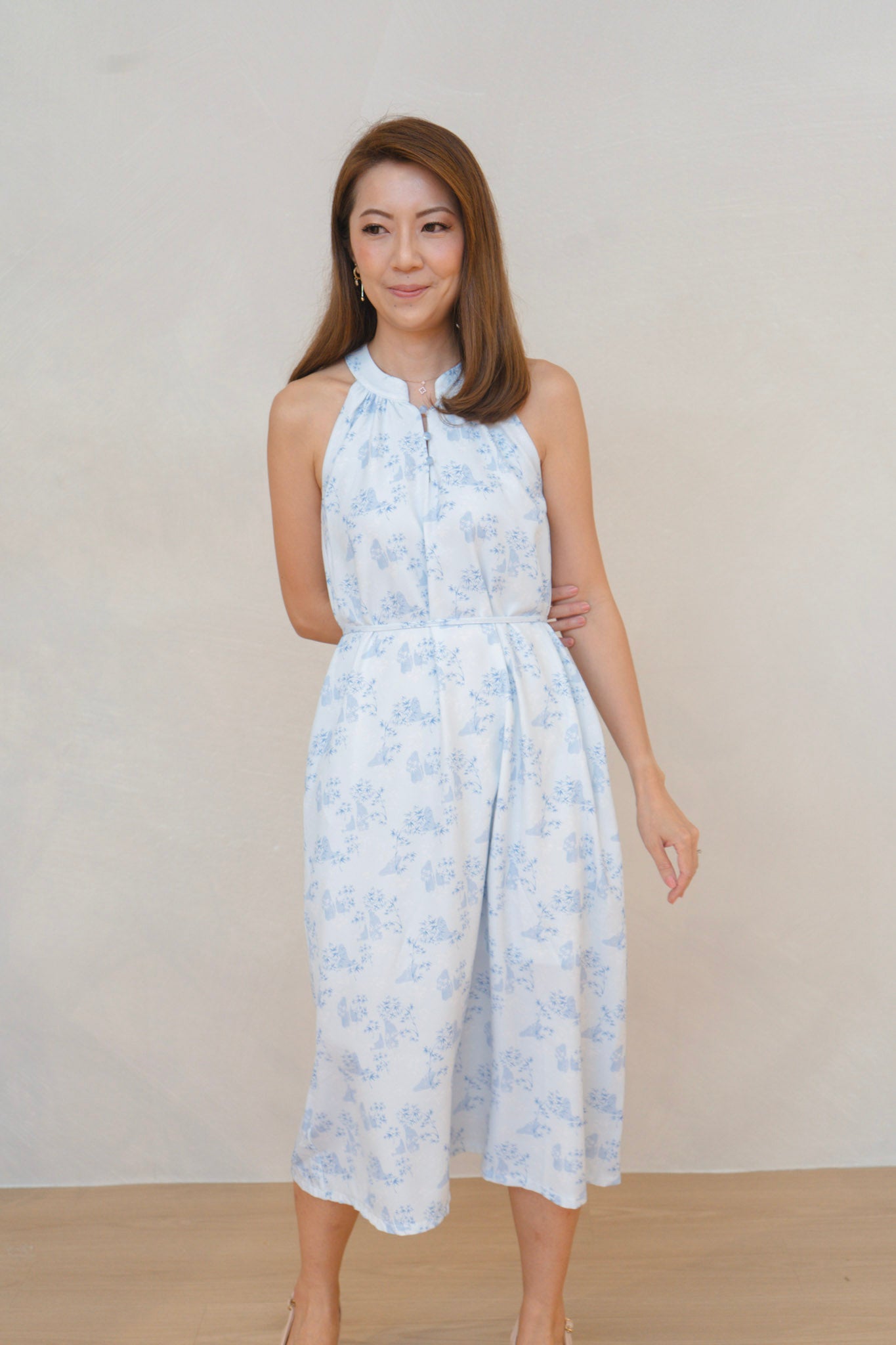 Gentle Harmony Ladies Halter Neck Midi Dress