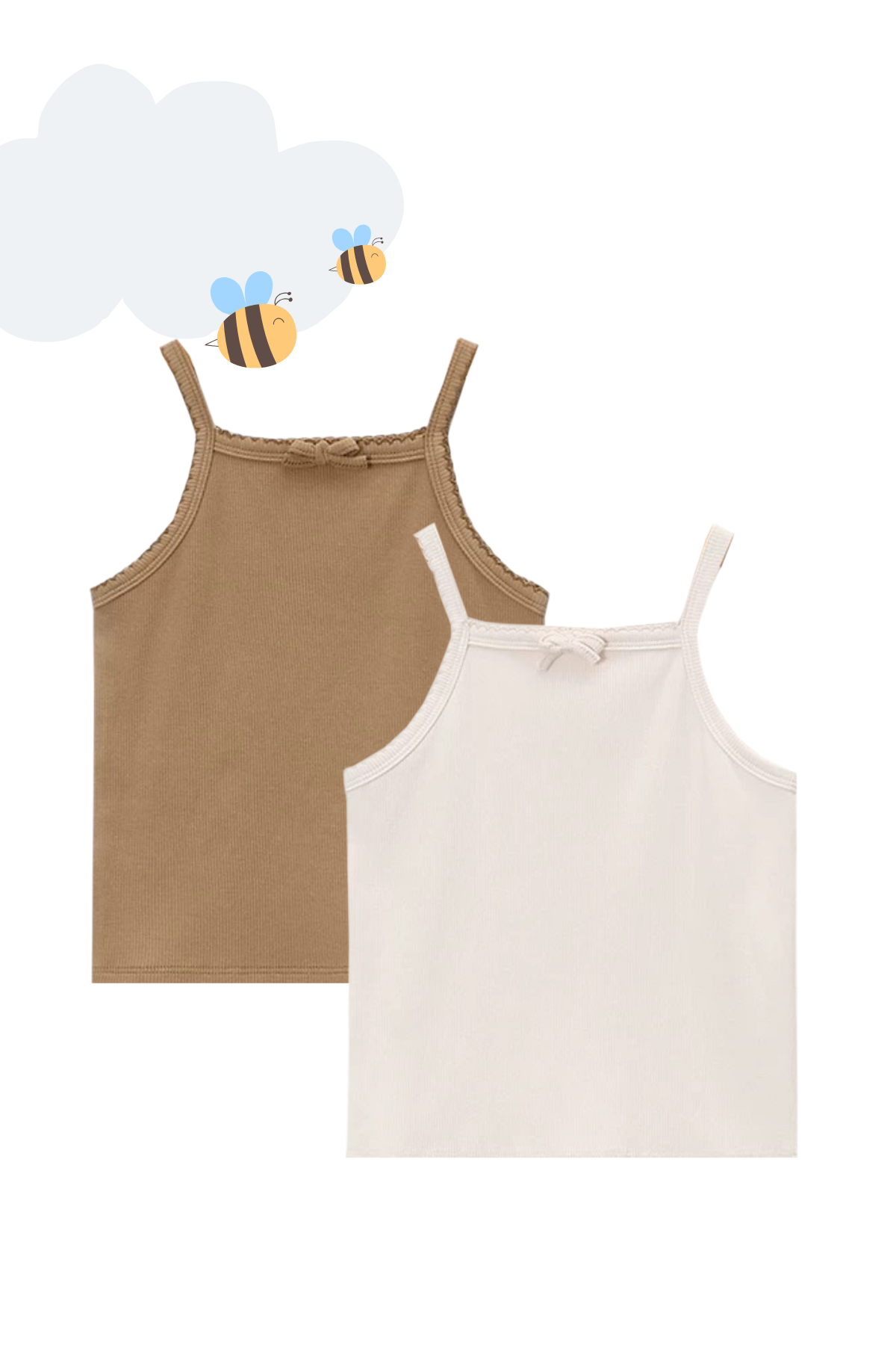 2-Pack Summer Ribbed Spag Blouse Girl Oat