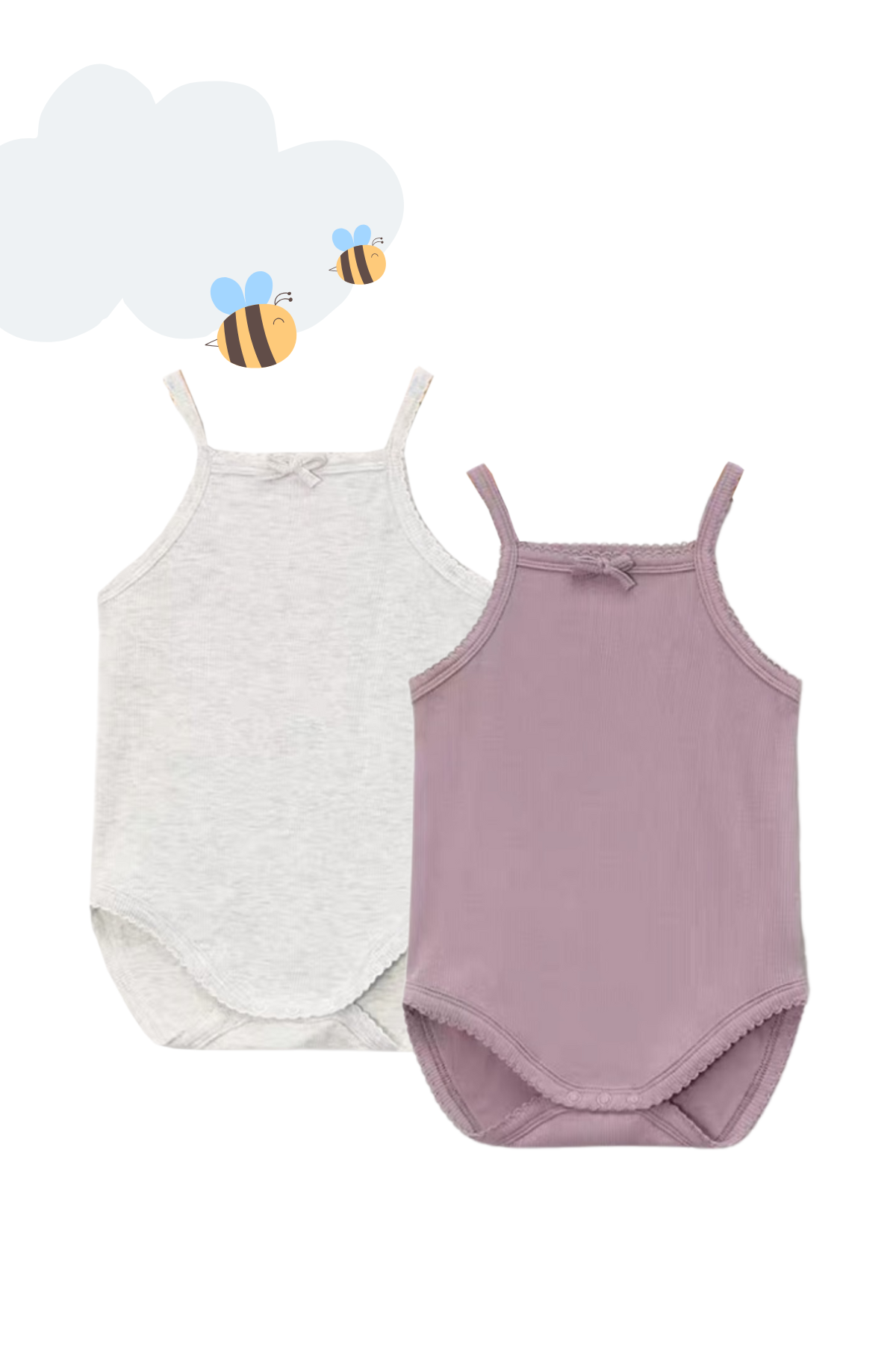 2-Pack Summer Ribbed Spag Bodysuit Girl Lilac