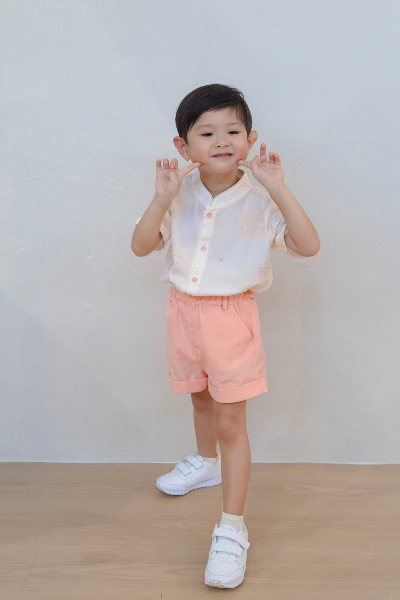 Golden Dawn Boy Lined Mandarin Collar Shirt Set