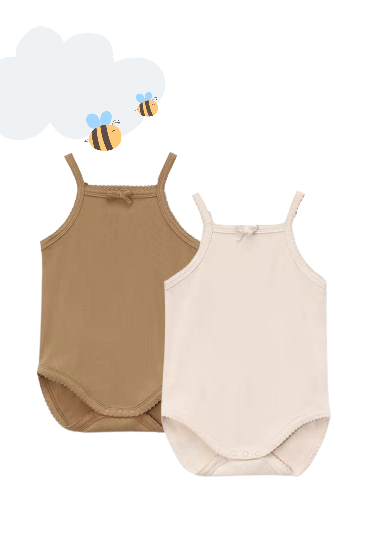 2-Pack Summer Ribbed Spag Bodysuit Girl Oat