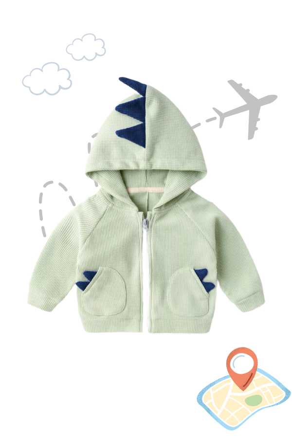 Hooded Zippy Jacket Dino Sage