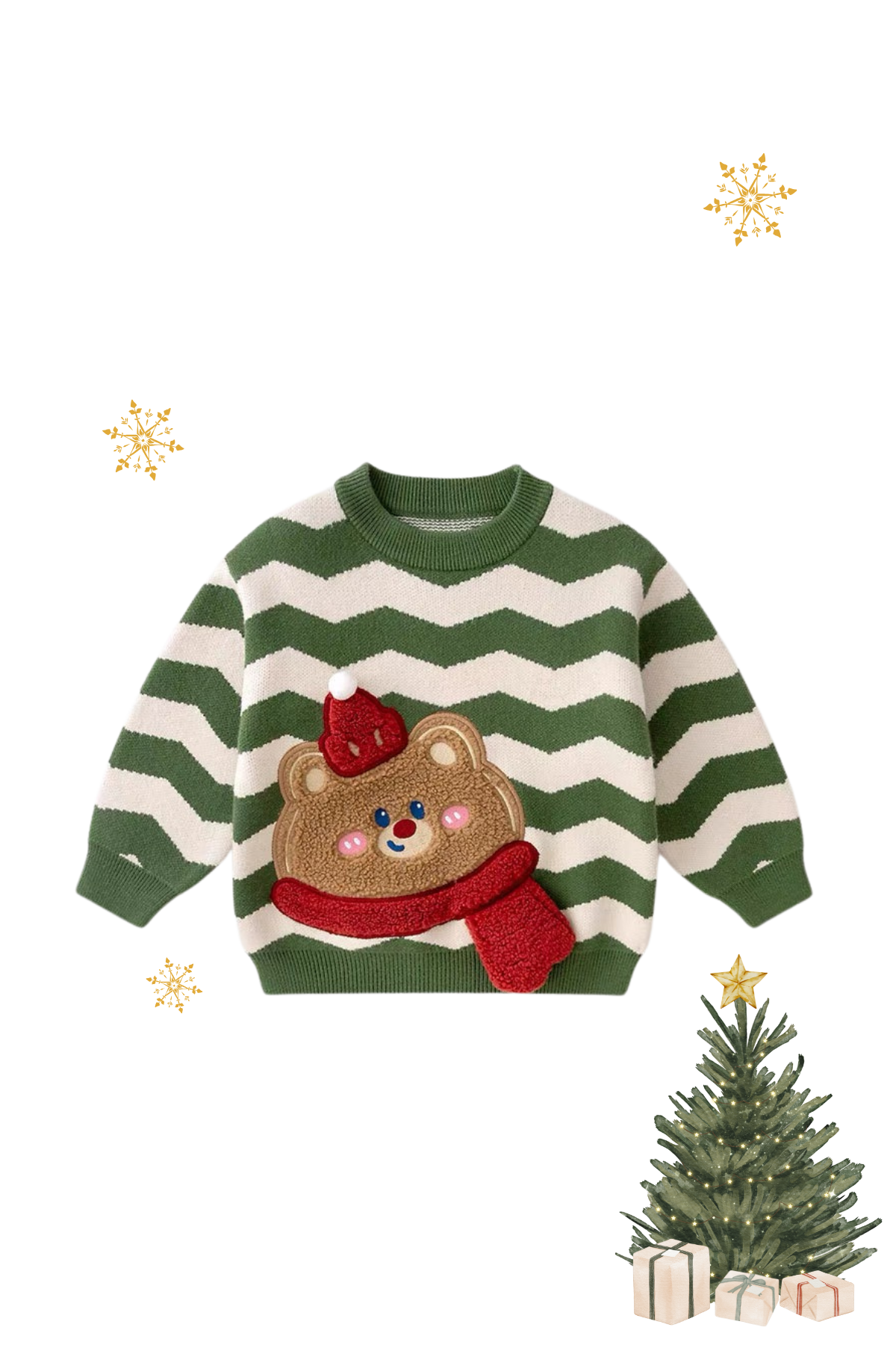 Christmas in the Woods Beary Knit Sweater Olive