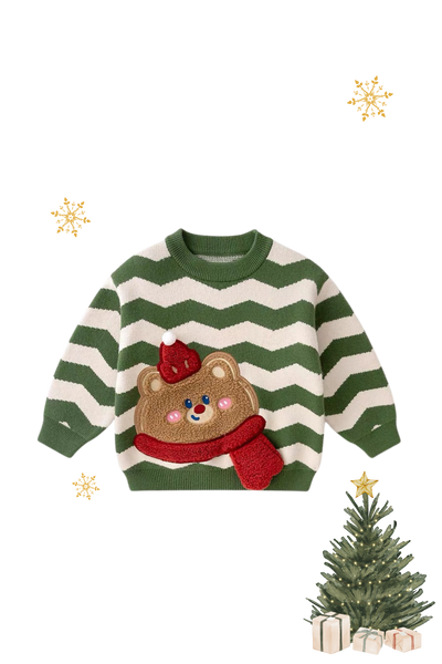 Christmas in the Woods Beary Knit Sweater Olive
