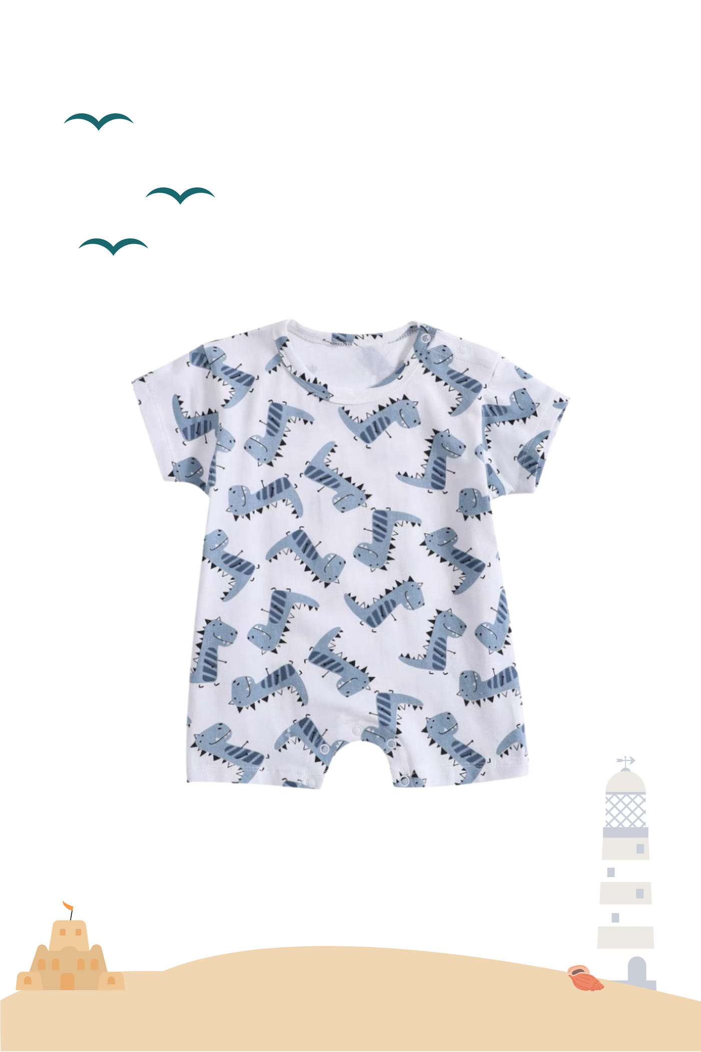 Summer One-Piece Playsuit Chomp Dino