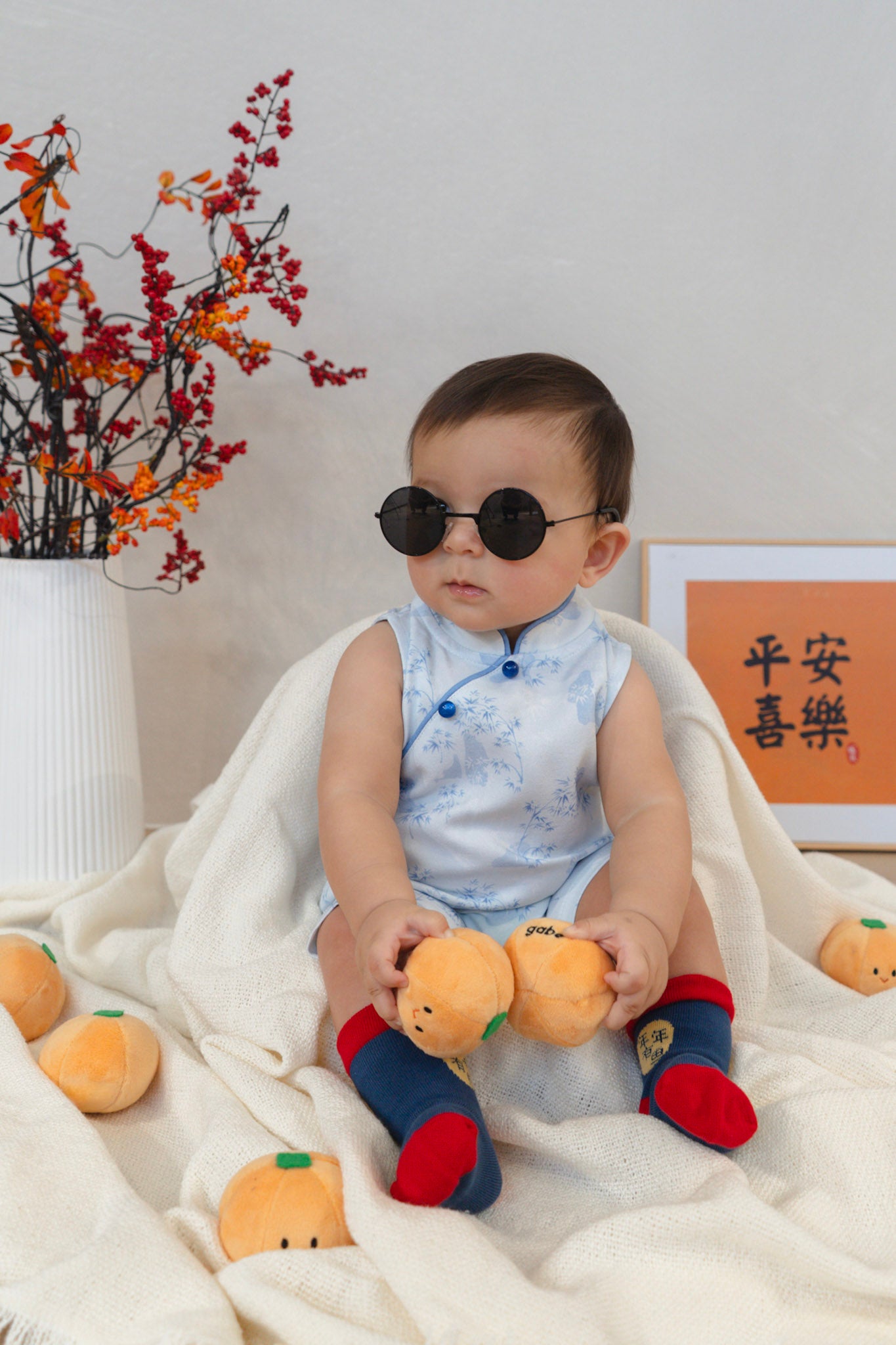 Gentle Harmony Baby Classic Mandarin Baby Cheongsam Playsuit