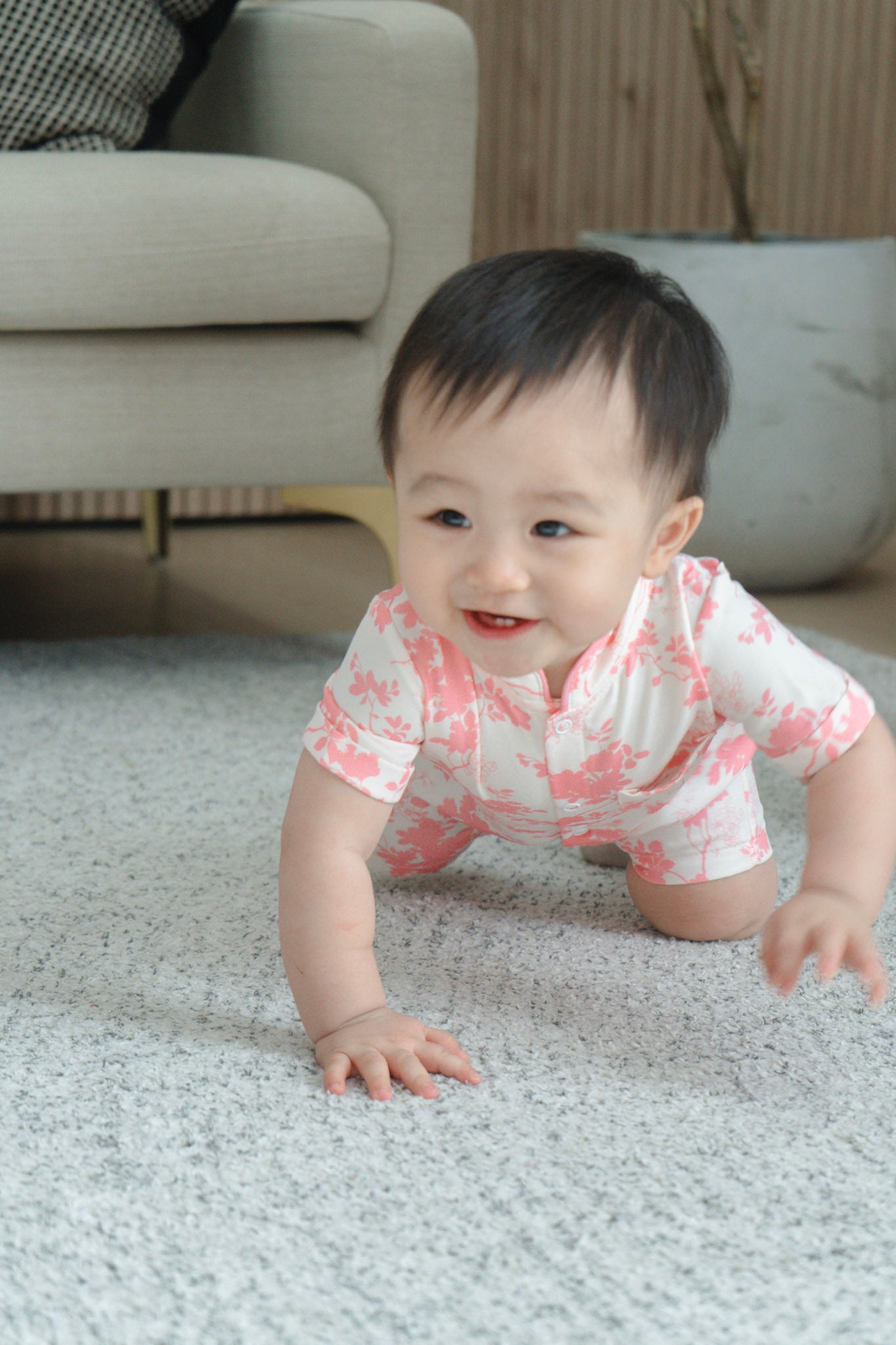 Flourishing Joy Baby Boy Mandarin Collar Playsuit