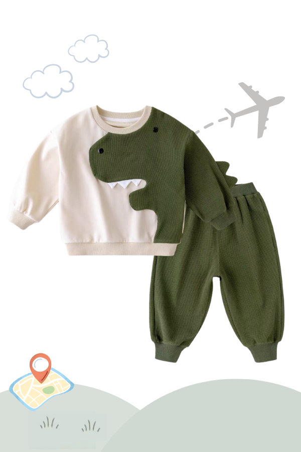 Holiday Traveller Sweater Dino Set Olive