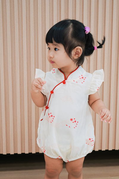 Serpent Blooms Baby Girl Cheongsam Playsuit