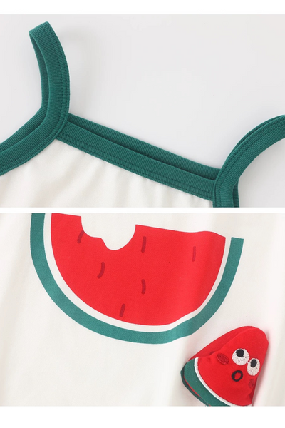 Summer Watermelon Spag Girl Playsuit