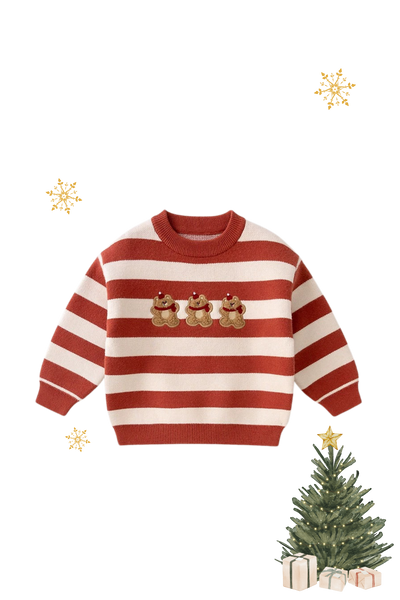 Christmas in the Woods Teddy Knit Sweater Red