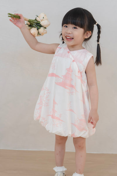 Oriental Garden Girl Cheongsam Bubble Dress