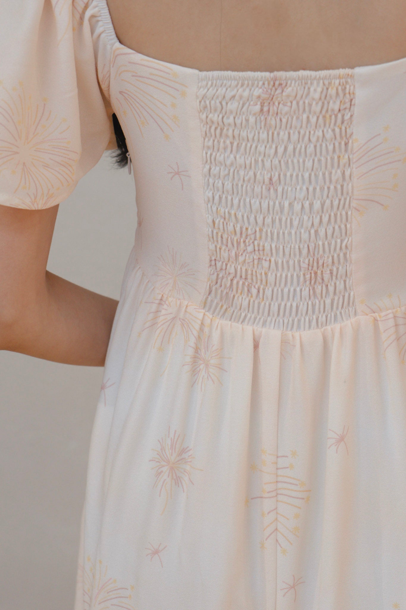 Golden Dawn Ladies Flutter Sleeve Smocked Back Midaxi Dress